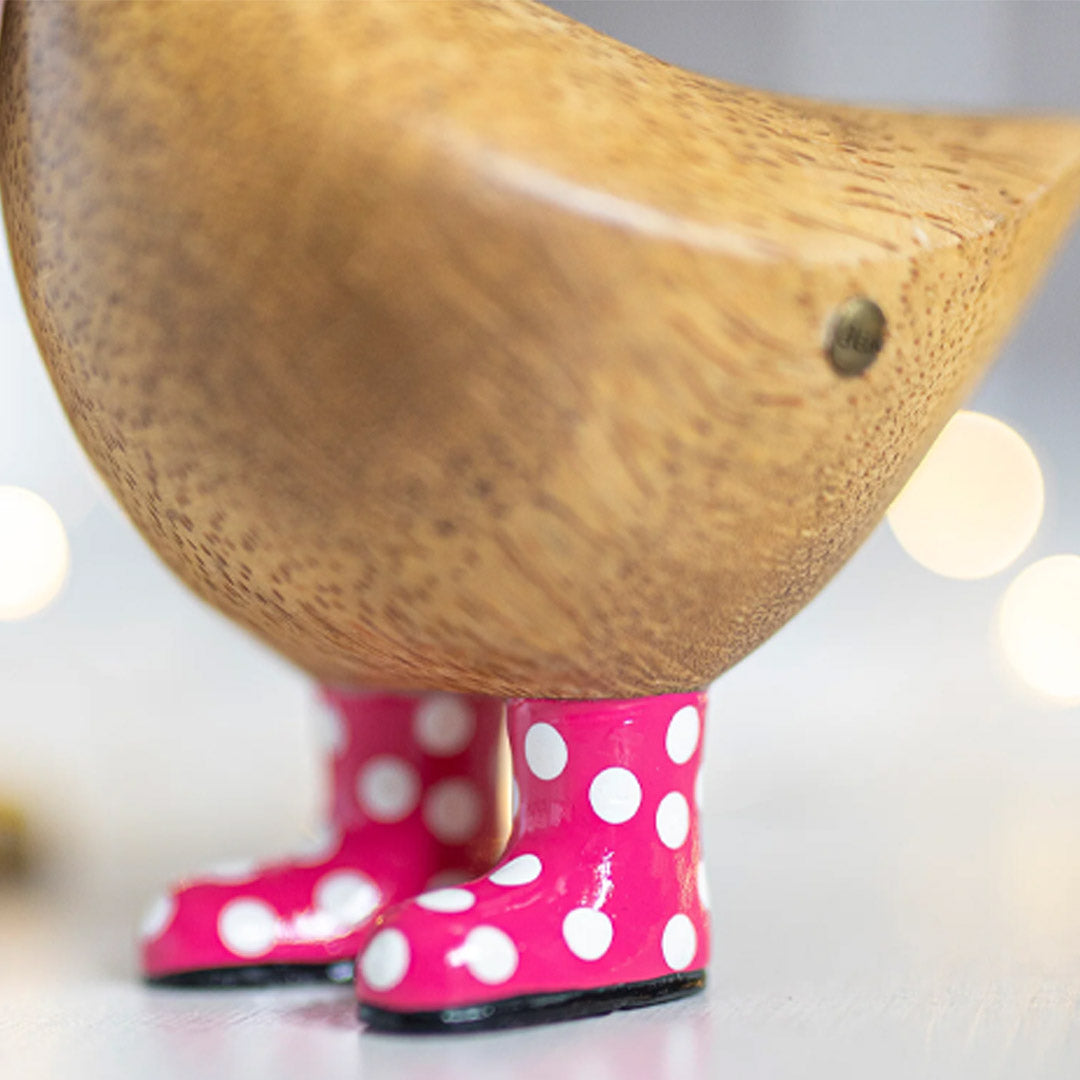 DCUK Spotty Boots Duckys pink close up