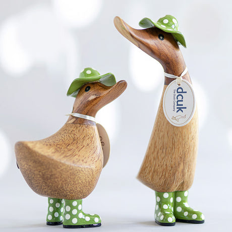 DCUK Spotty Hat & Boots Ducky GREEN lifestyle close up set