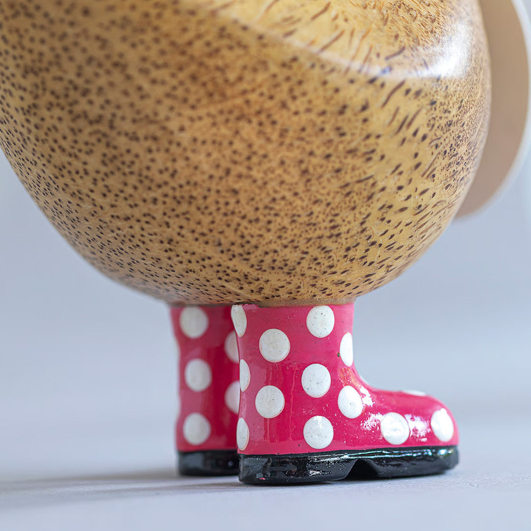 Spotty Hat & Boots Ducky PINK 6" lifestyle close up