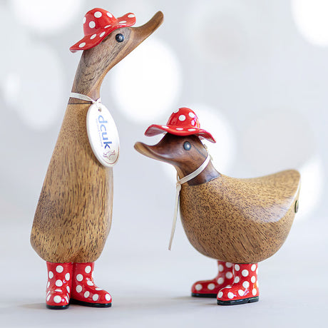DCUK Spotty Hat & Boots Ducky RED set lifestyle