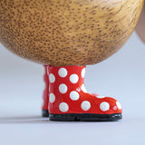 DCUK Spotty Hat & Boots Ducky RED close up wellies boots