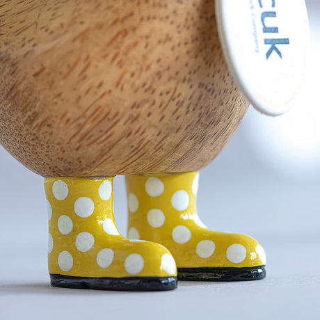 DCUK Spotty Hat & Boots Ducky YELLOW lifestyle wellies boots close up
