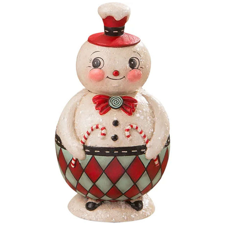 Double Cane Conrad Jar Christmas Folk Art by Johanna Parker front 