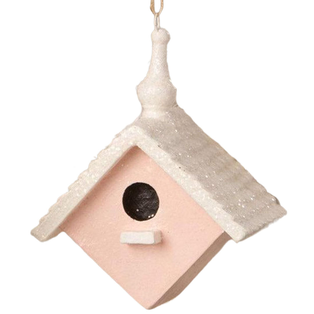 Bird House Ornament Pink