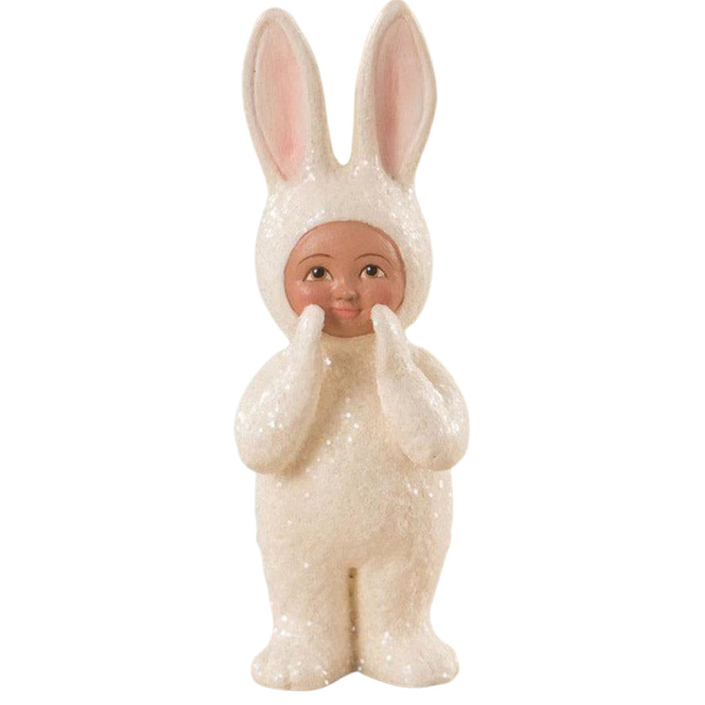 Chatty Sparkle Bunny Easter Figurine by Bethany Lowe Designs front