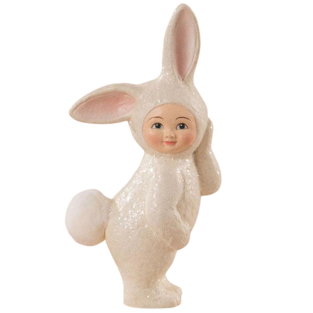 Posing Sparkle Bunny Easter Figurine by Bethany Lowe Designs front