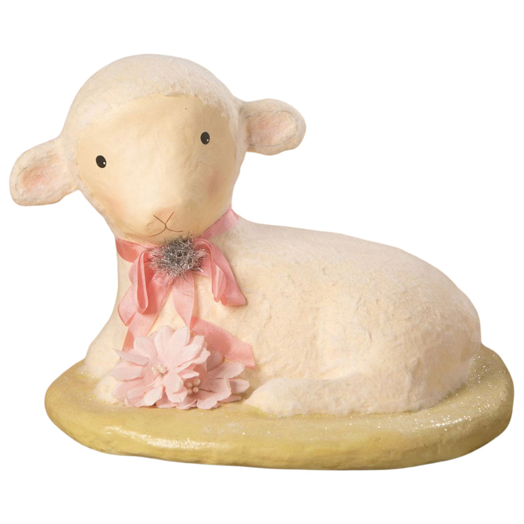 Precious Lamb Large Paper Mache Spring Figurine