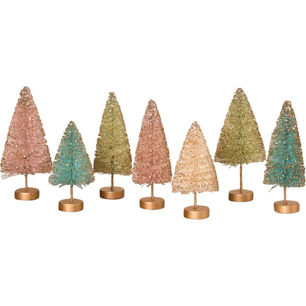 Pretty in Pastel Mini Bottle Brush Trees in Box by Bethany Lowe