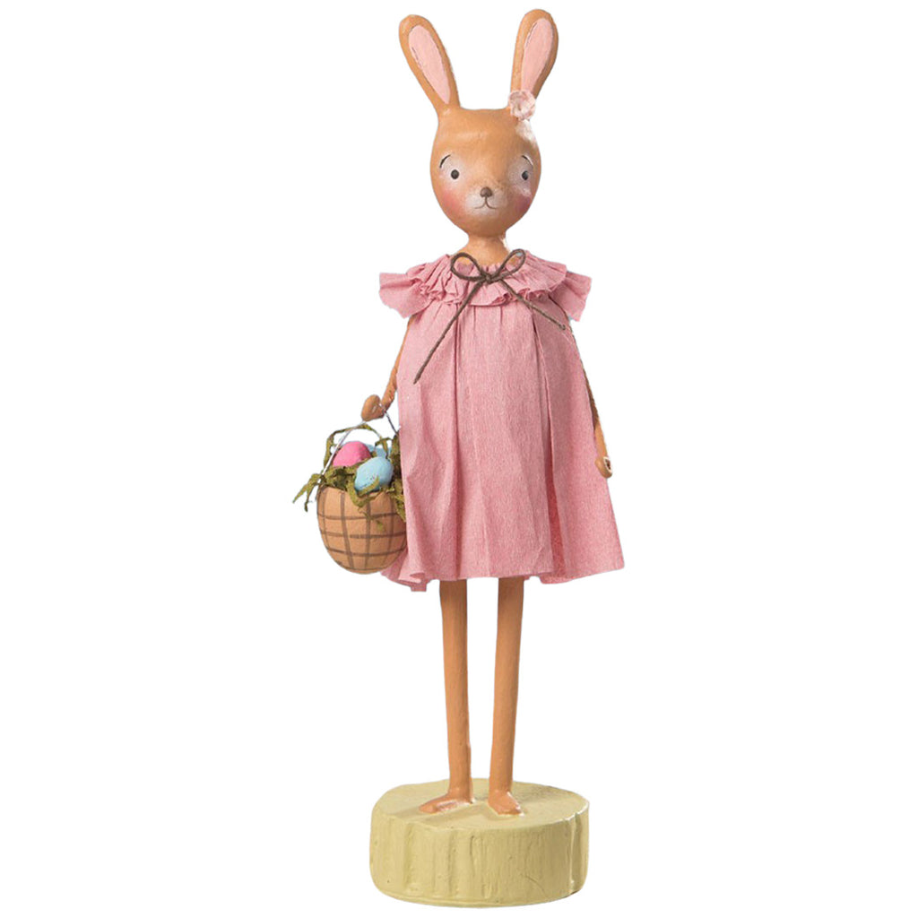 Rosey Bunny With Basket Spring Figurine
