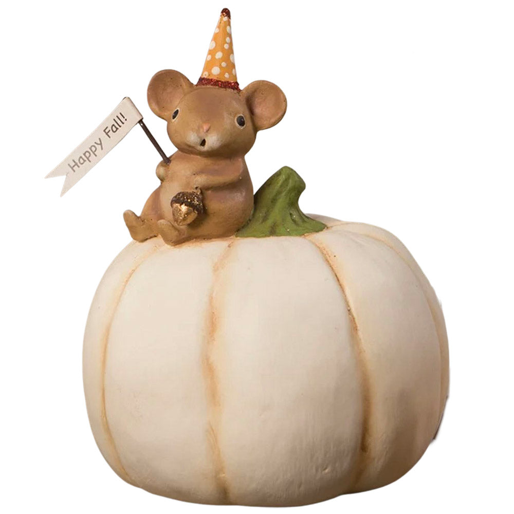 Happy Fall Mouse On Pumpkin by Michelle Allen