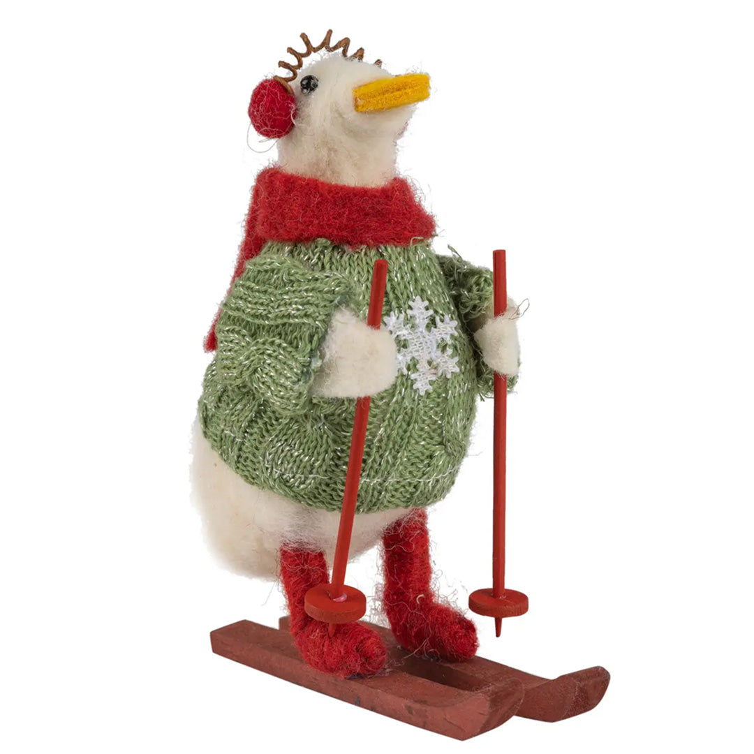 Goose On Skis Felt Ornament