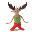 Silver Tree Home and Holiday Moose in Yoga Pose Felt Ornament