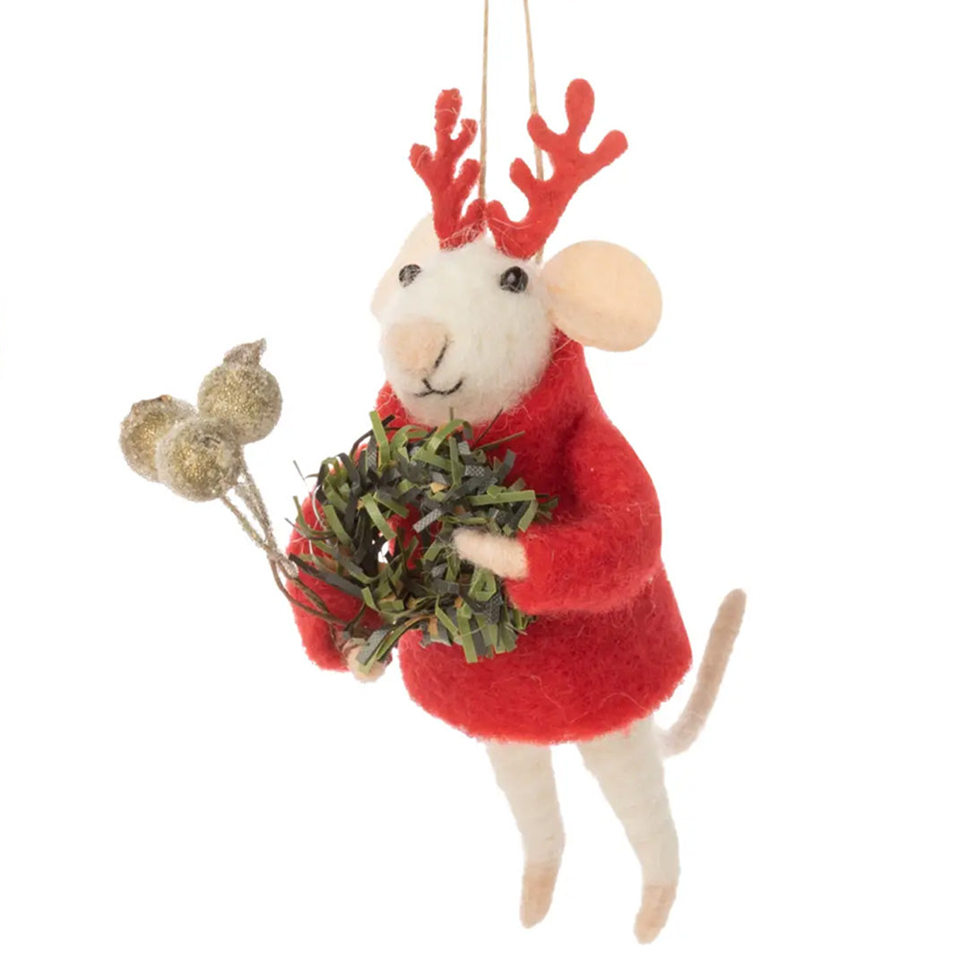 Mouse Red Sweater Wreath Ornament