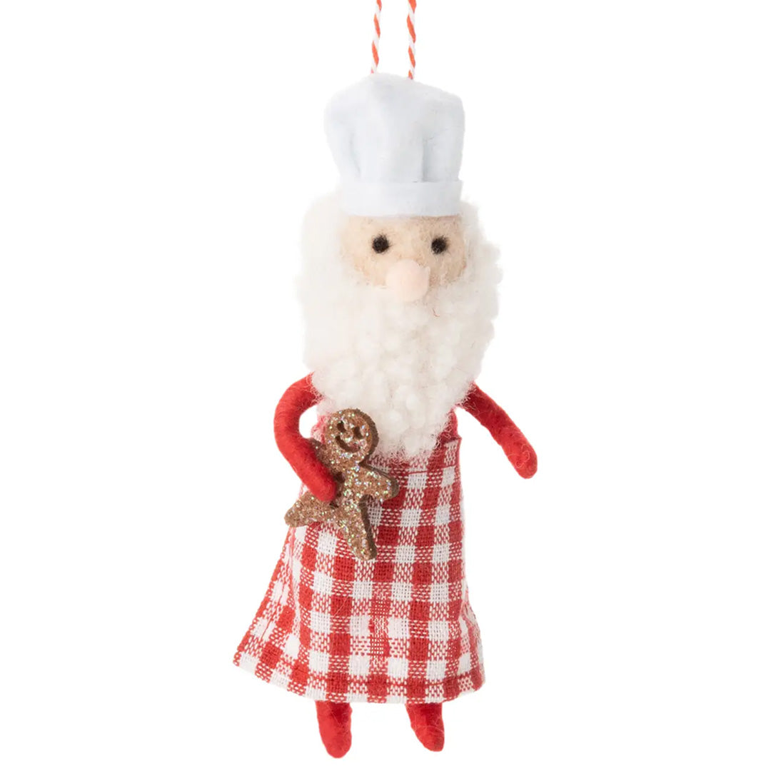 Silver Tree Home and Holiday Baking Santa Felt Ornament