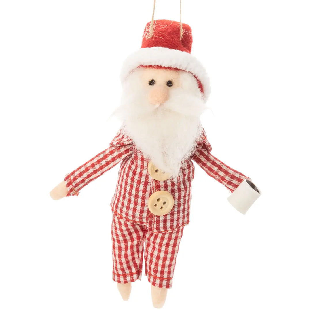 Santa Red Gingham Jammies Ornament