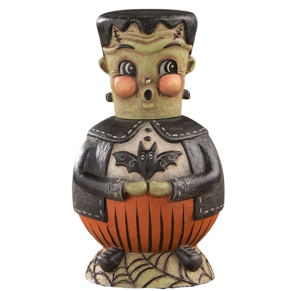 Frankie O'bats Spooks Jar Folk Art Figurine by Johanna Parker front