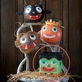 Cuddle Decor Glitterville Big Boogey Buckets 7.5" Frankenstein