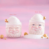 Glitterville Cream Papa Noel Mini Candy Jar Eyes Open