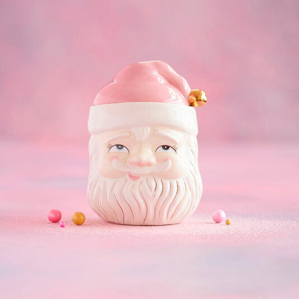 Papa Noel Pink Cookie Jar by Glitterville 12"