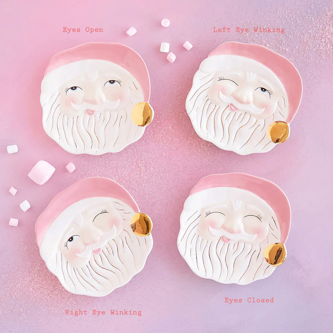 Papa Noel Pink Cookie Plate by Glitterville Left Eye Winking