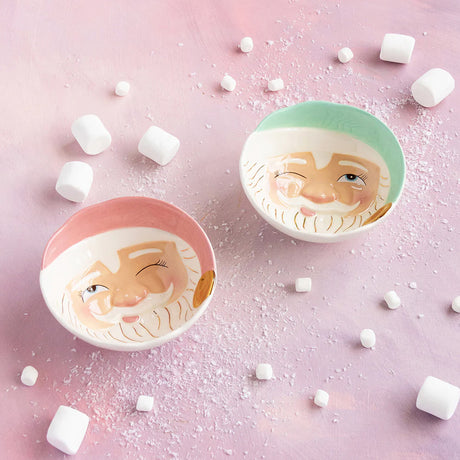 Papa Noel Bowl Mint or Pink 6"