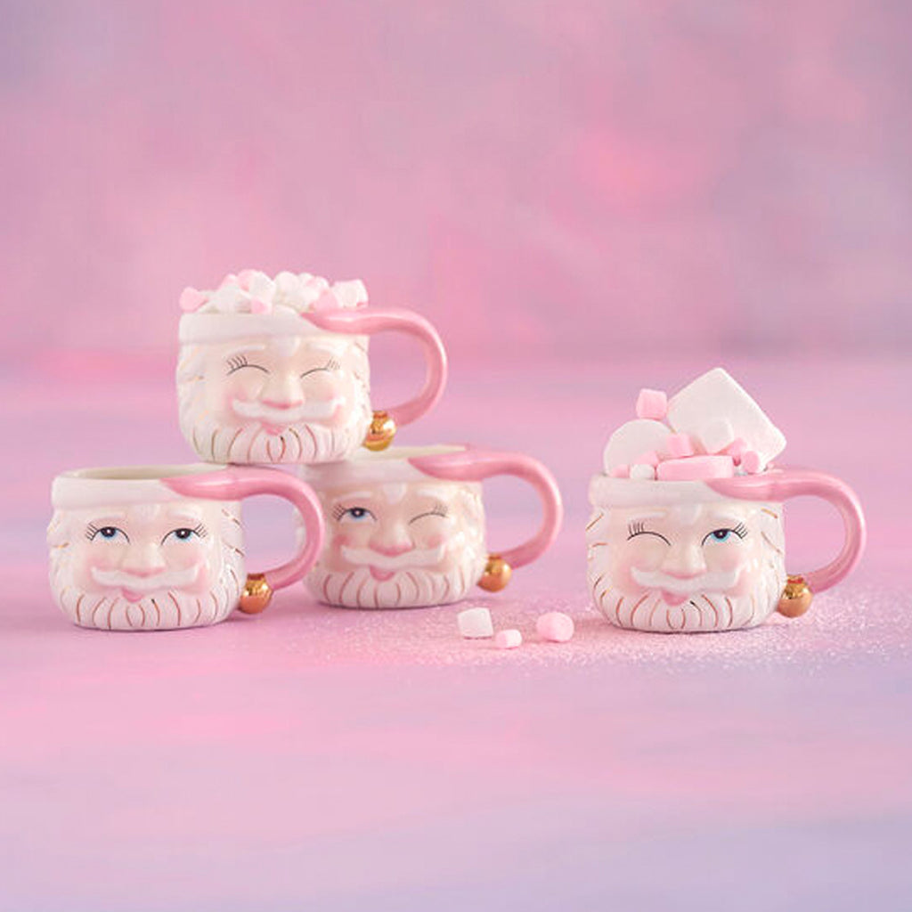 Papa Noel Pink Mugs - Set of 4