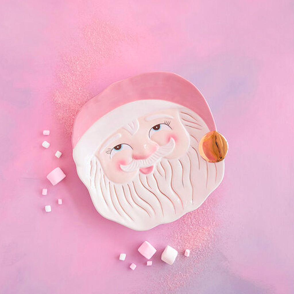 Papa Noel Pink Platter by Glitterville 14"