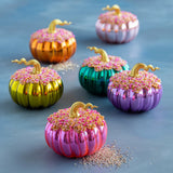 Cuddle Decor Glitterville Fluted Pavé Glass Pumpkin Small - Set of 6