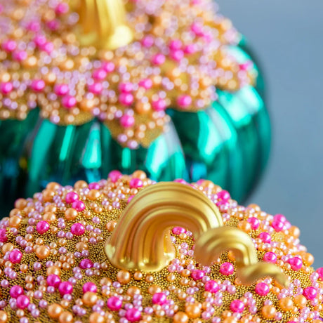Cuddle Decor Glitterville Fluted Pavé Glass Pumpkin Small - Set of 6