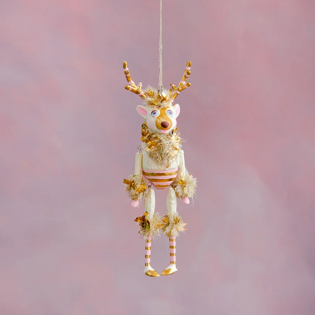 Cuddle Decor Glitterville Gold and Blush La Renne Ornament 7.5"