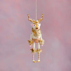Cuddle Decor Glitterville Gold and Blush La Renne Ornament 7.5"