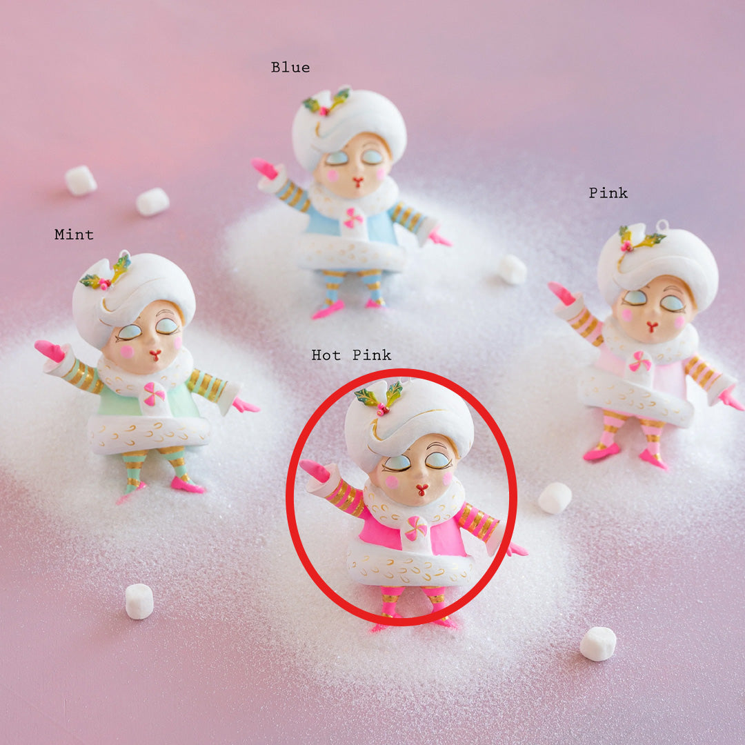 Glitterville Rainbow Mini Madame Noel Ornament Hot Pink