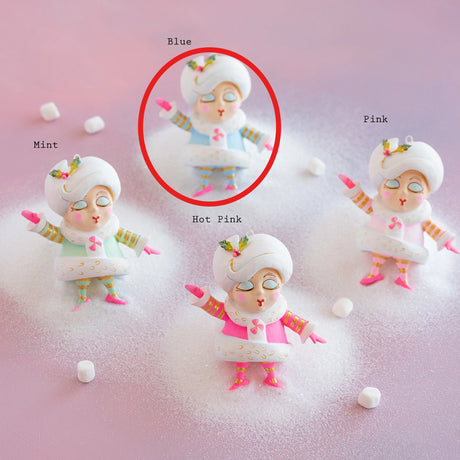 Glitterville Rainbow Mini Madame Noel Ornament blue