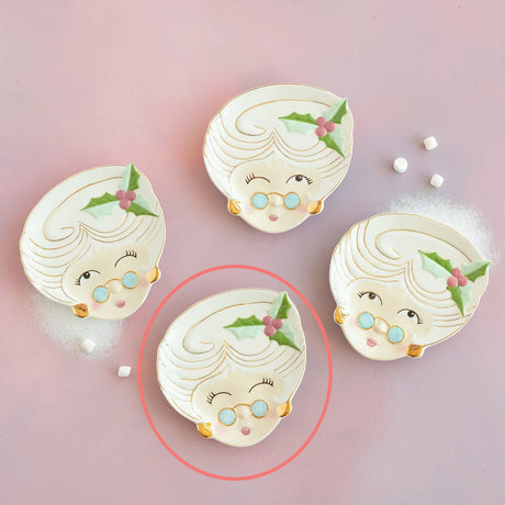 Cuddle Decor Glitterville Mrs. Papa Noel Plate 7" Eyes Closed