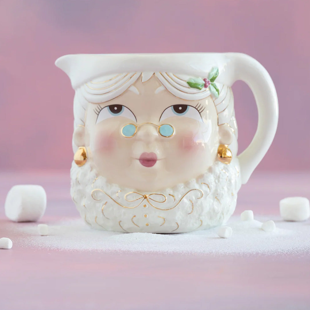 Cuddle Decor Glitterville Mrs. Papa Noel Pitcher 9.75"