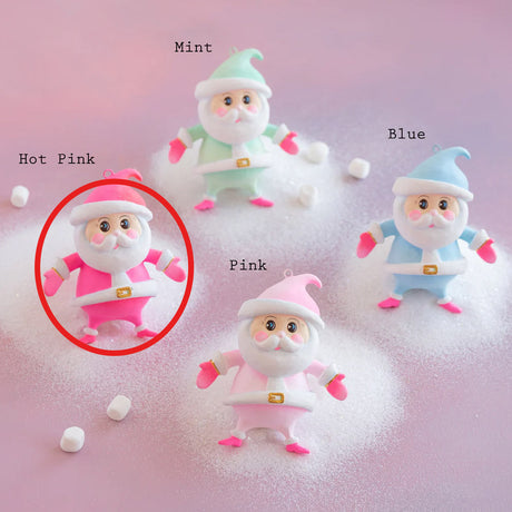 Rainbow Baby Papa Noel Ornament 4.5" by Glitterville Hot Pink