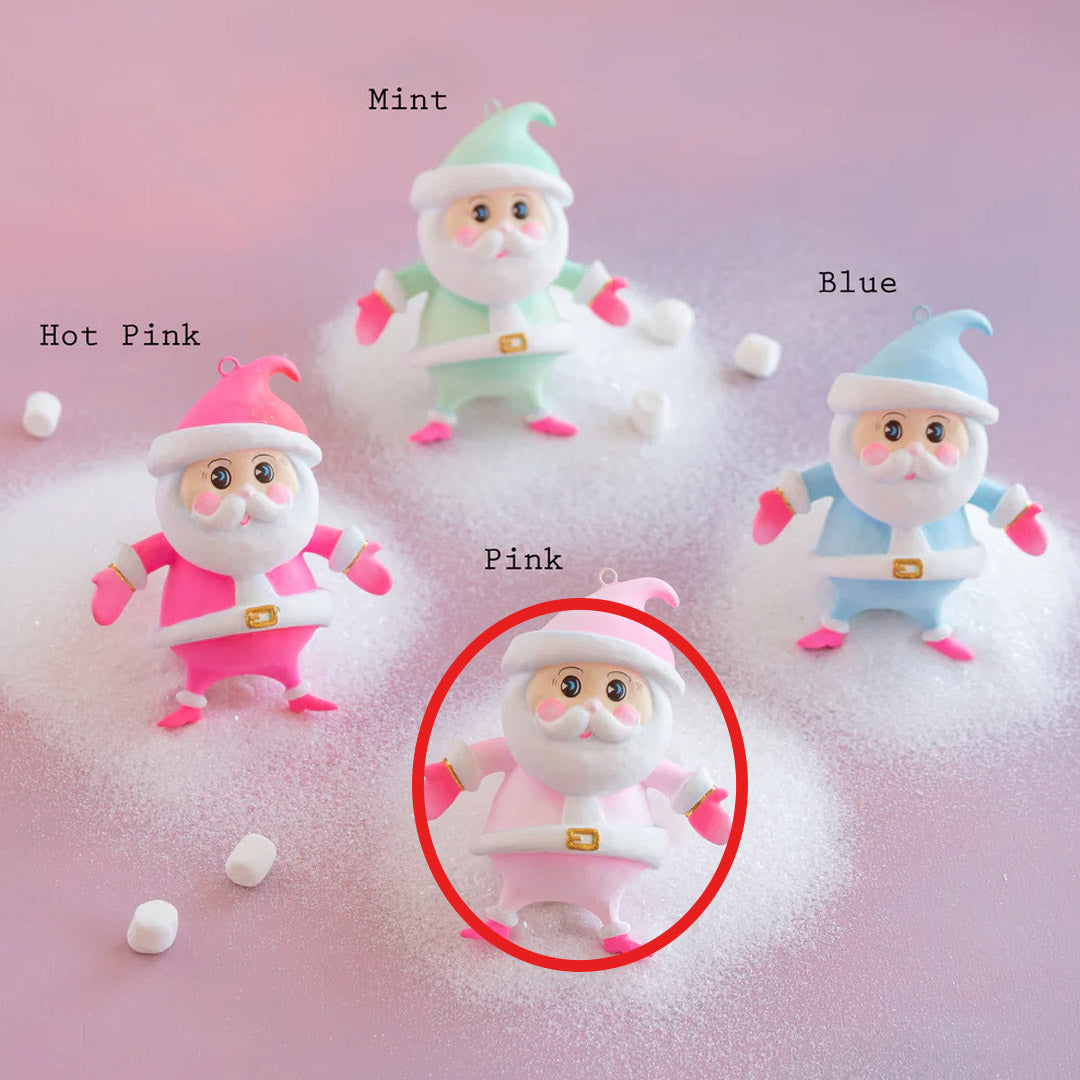 Rainbow Baby Papa Noel Ornament 4.5" by Glitterville Pink
