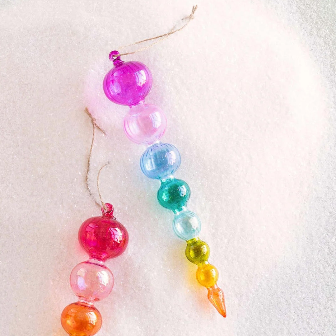 Cuddle Decor Glitterville Rainbow Finial Ornament - Set of 2