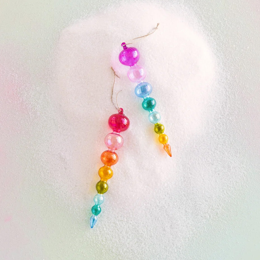 Cuddle Decor Glitterville Rainbow Finial Ornament - Set of 2