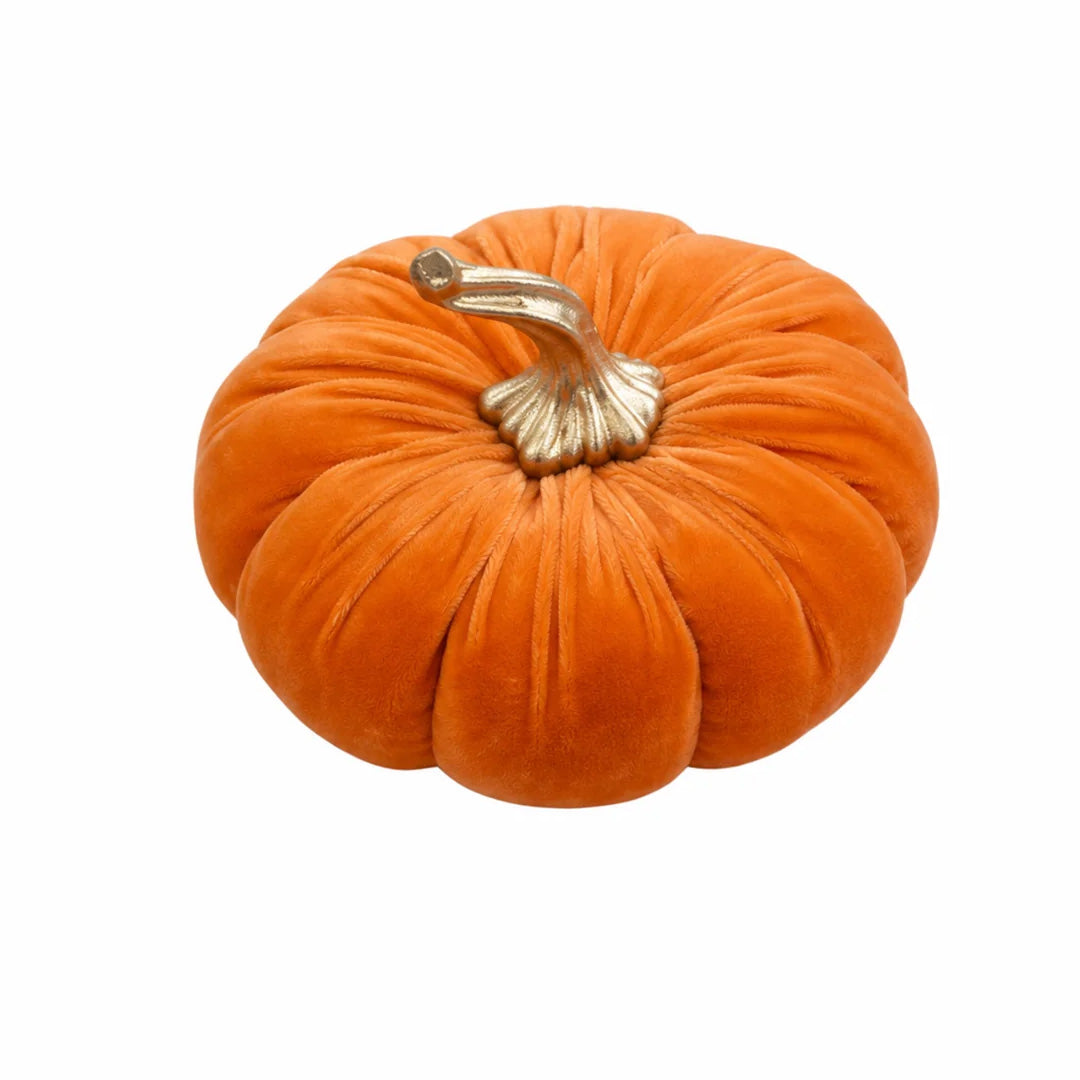 Cuddle Decor Glitterville Velvet Pumpkin 8" Orange