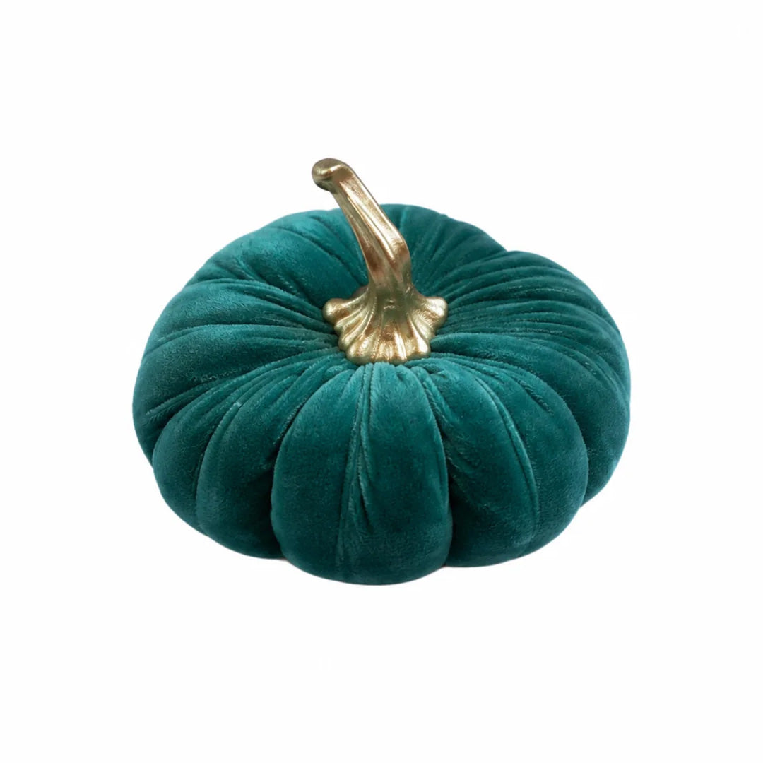 Cuddle Decor Glitterville Velvet Pumpkin 8" Teal