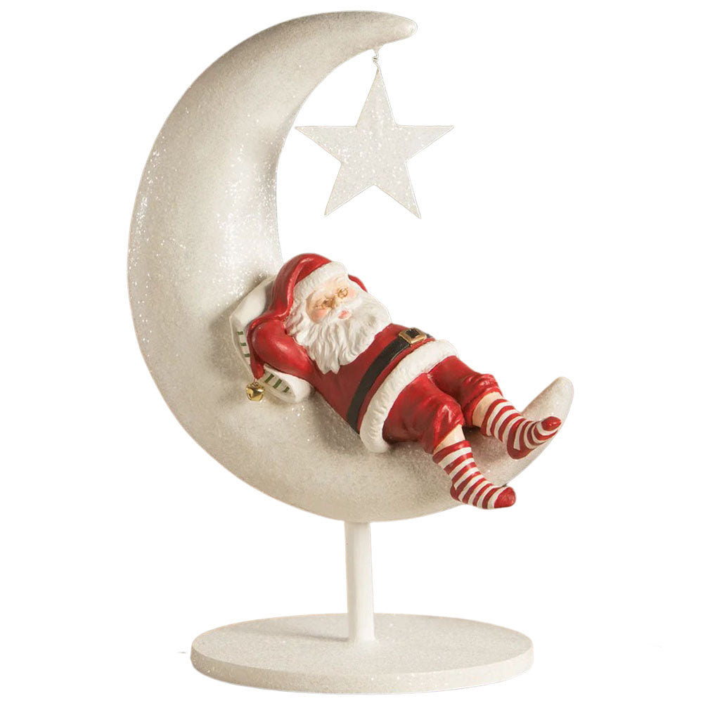 Good Night Santa on Moon Figurine by Bethany Lowe front