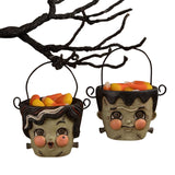 Frank & Bride Teeny Halloweenie Ornaments Folk Art by Johanna Parker front