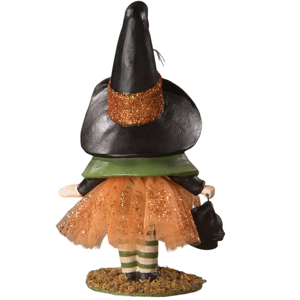Little Lavinia Witch with Spider Halloween Figurine by Bethany Lowe back