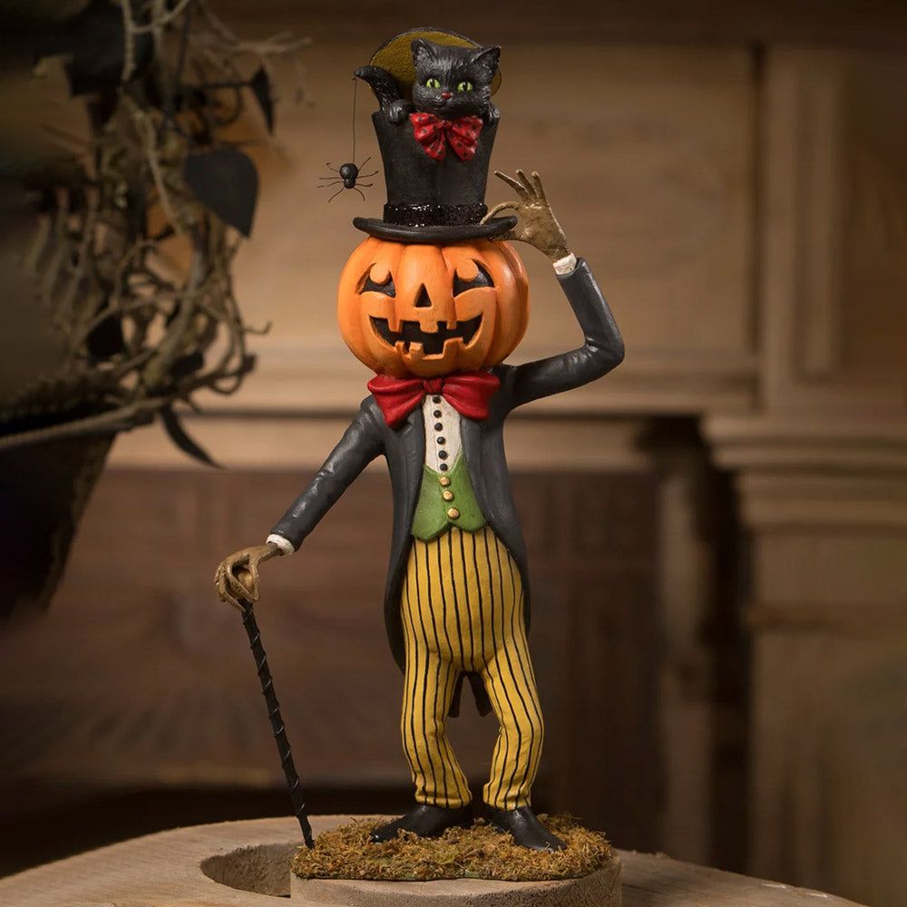Jaunty Jack's Top Hat Surprise Halloween Figurine by Bethany Lowe front front lifestyle