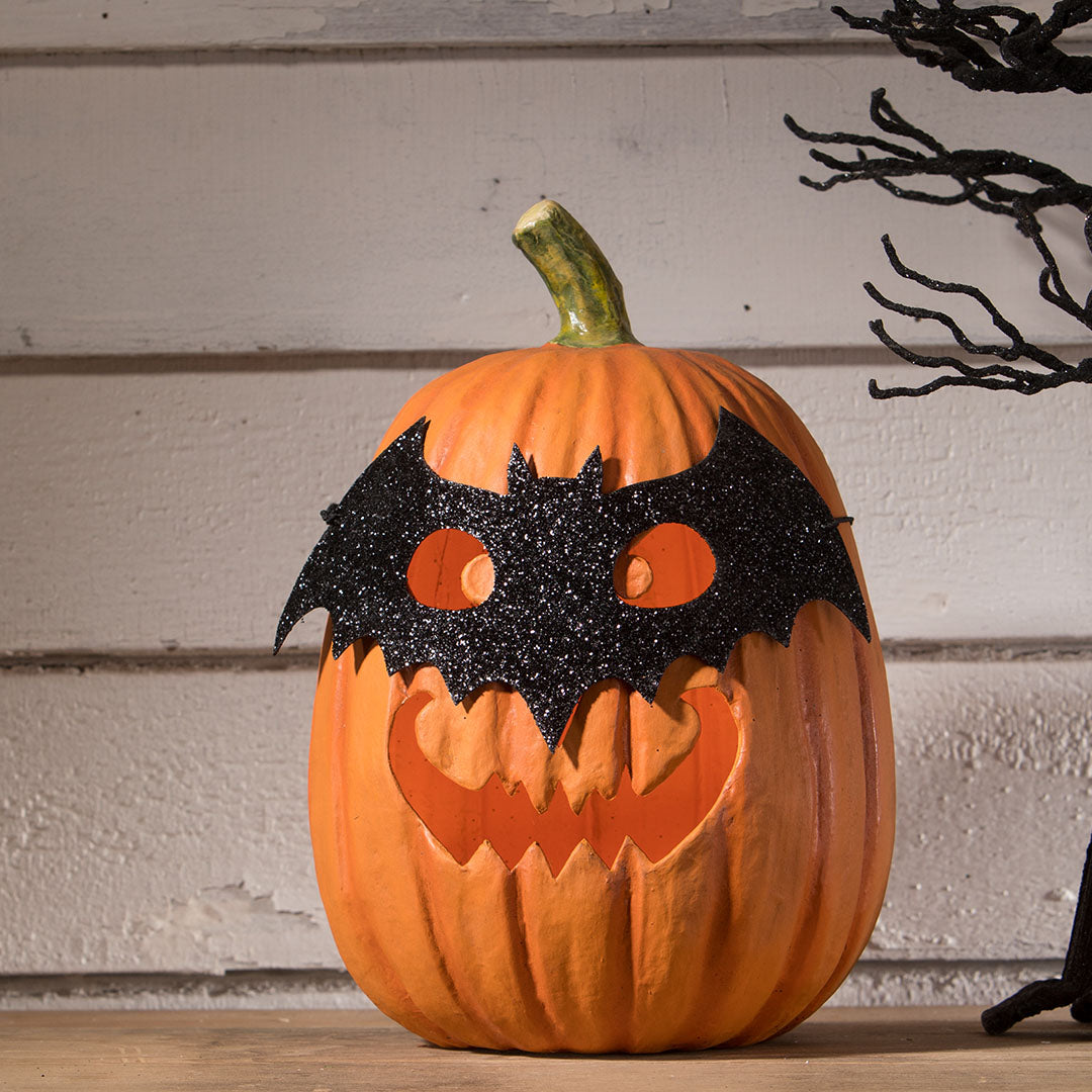 Bethany Lowe Bat Masquerade Pumpkin side life style