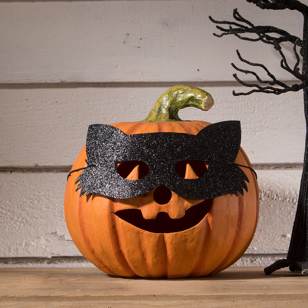 Bethany Lowe Cat Masquerade Pumpkin front life style