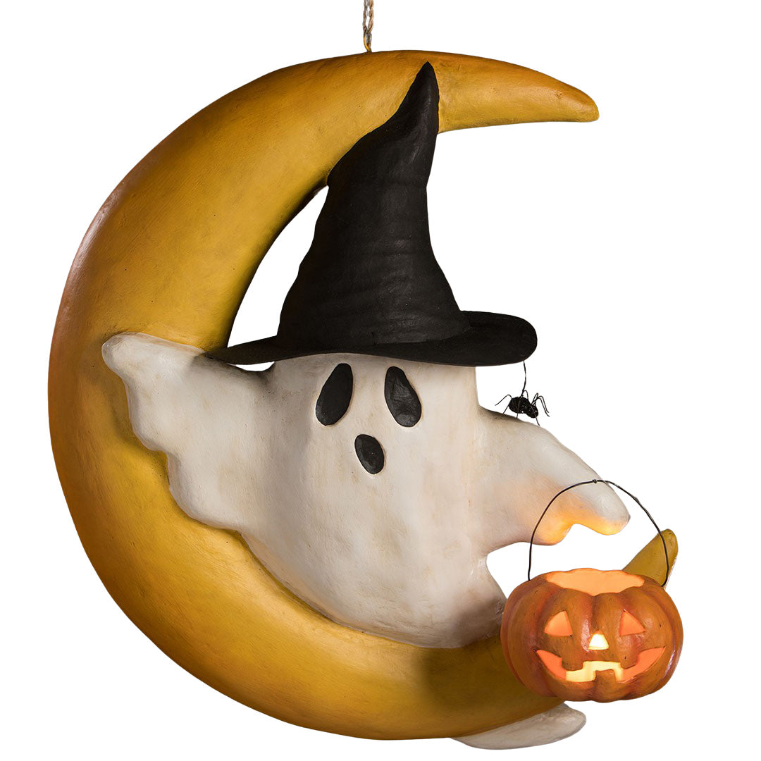 XL Ghoulish Moon Paper Mache Ornament - Thumbnail 2