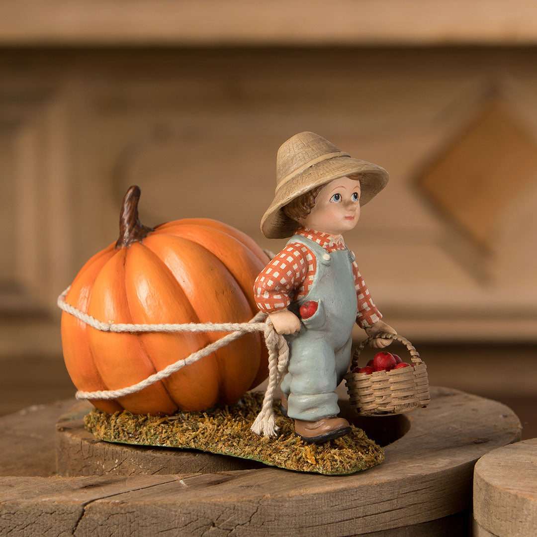 Bethany Lowe Paulie Pulling Pumpkin Figurine - Thumbnail 2