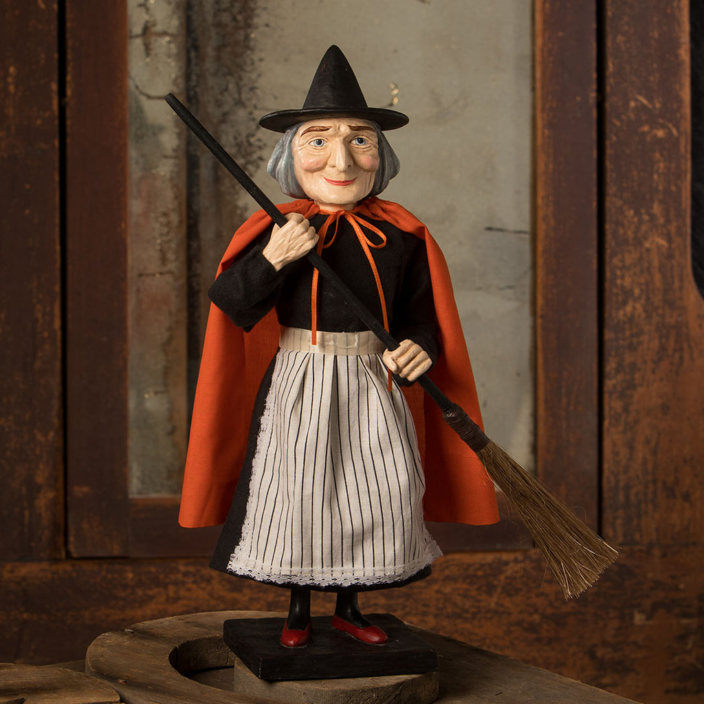 Bethany Lowe Vintage Witch with Broom Container front life style